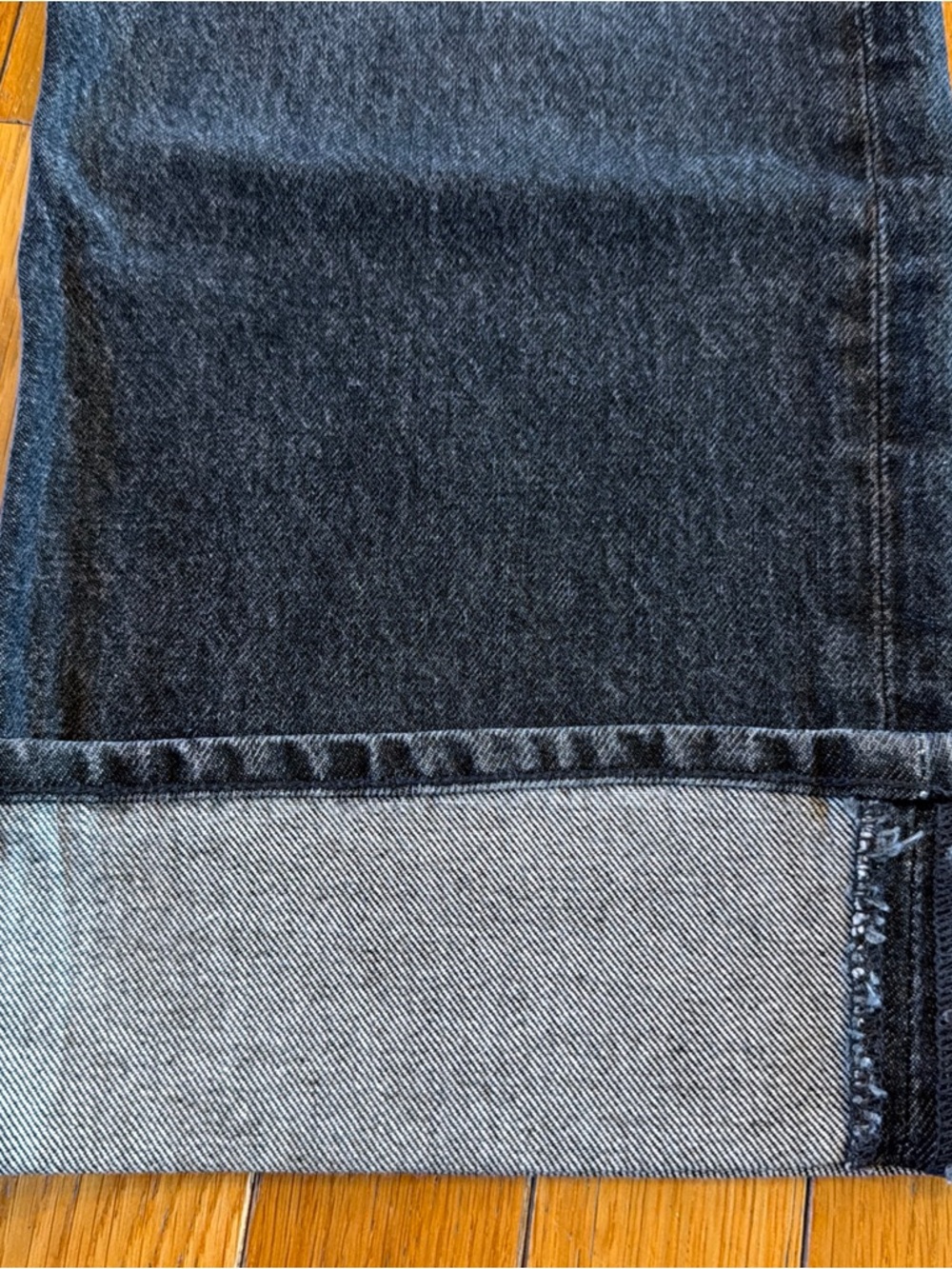 AGOLDE Wide Cuff Leg High Rise Fran Jeans Black Denim Button Fly Women’s Sz 28 - Picture 2 of 7